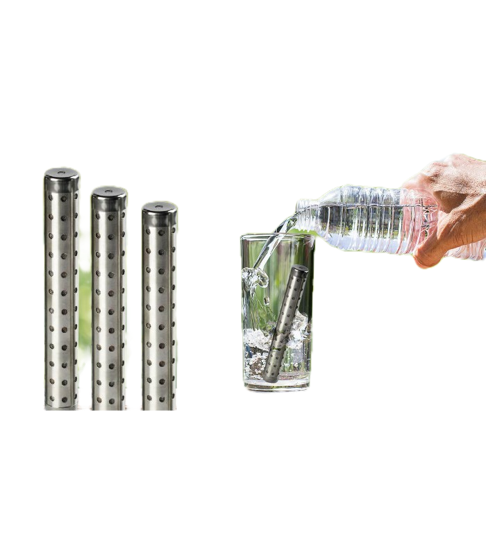 Alkaline water stick in a glass