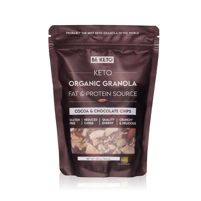 Keto Bio Granola – Kakao s Čokoládovými Kousky 250g