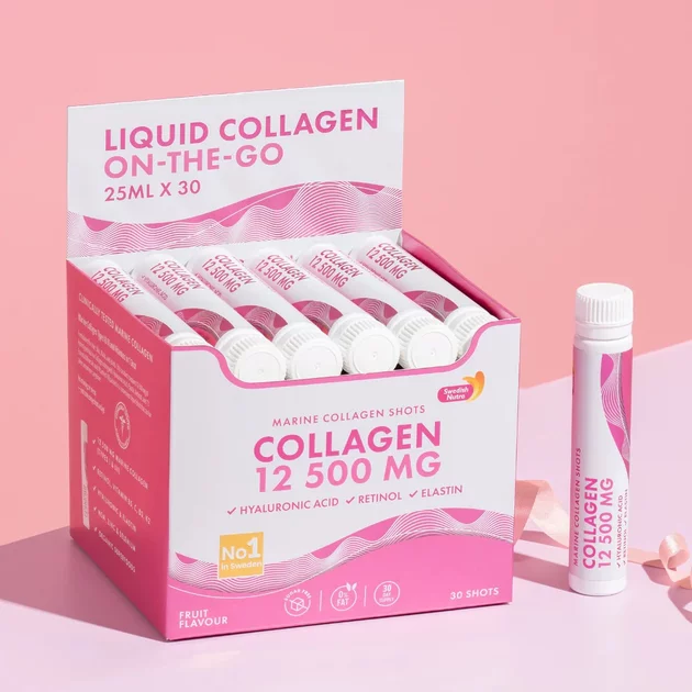 Collagen 12 500 MG On-the-Go – Tekutý mořský kolagen s kyselinou hyaluronovou, retinolem a vitamíny 30ks shoty