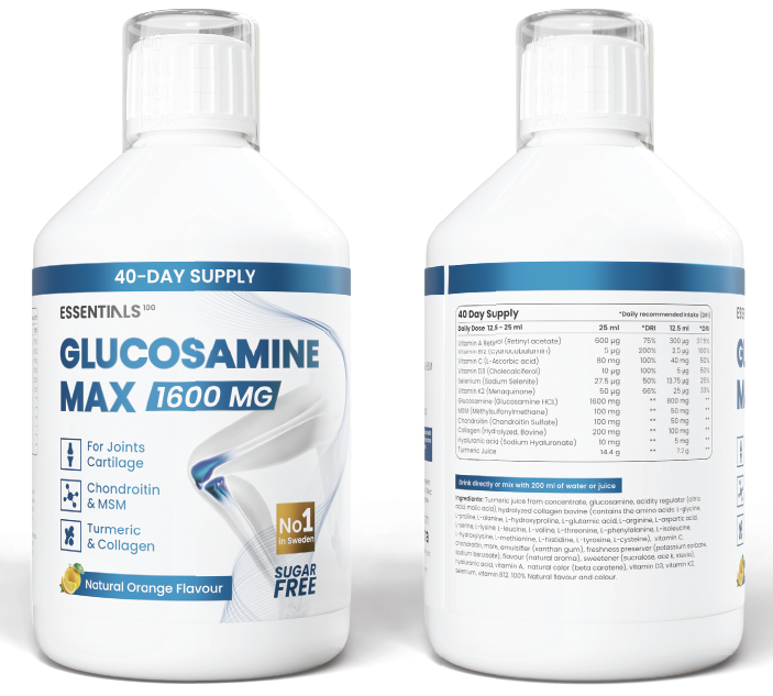Swedish Essentials Glucosamine MAX 1,600mg + collagen 500mg