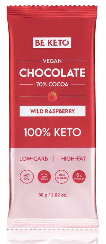 Keto čokoláda 70% s MCT olejem 80g DIVOKÁ MALINA
