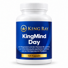 KingMind Day – mit Magnesium und den Vitaminen B6 und B12 zur Unterstützung der normalen psychischen Funktion und zur Verringerung von Müdigkeit, 120 Kapseln