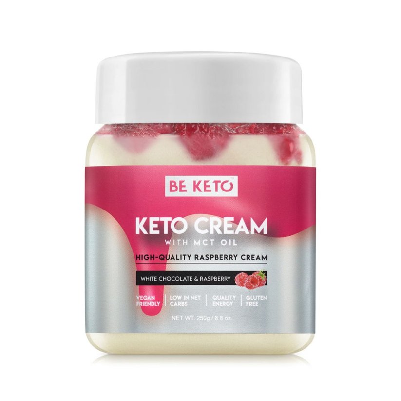 Keto krém s MCT olejom - maliny a biela čokoláda