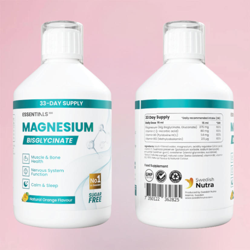Swedish Essentials Magnesium – tekutý hořčík, bisglycinát a glukonát, 500 ml