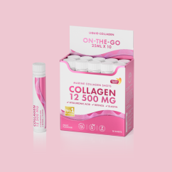 Collagen 12 500 MG On-the-Go – Tekutý morský kolagén s kyselinou hyalurónovou, retinolom a vitamínmi 20ks shoty