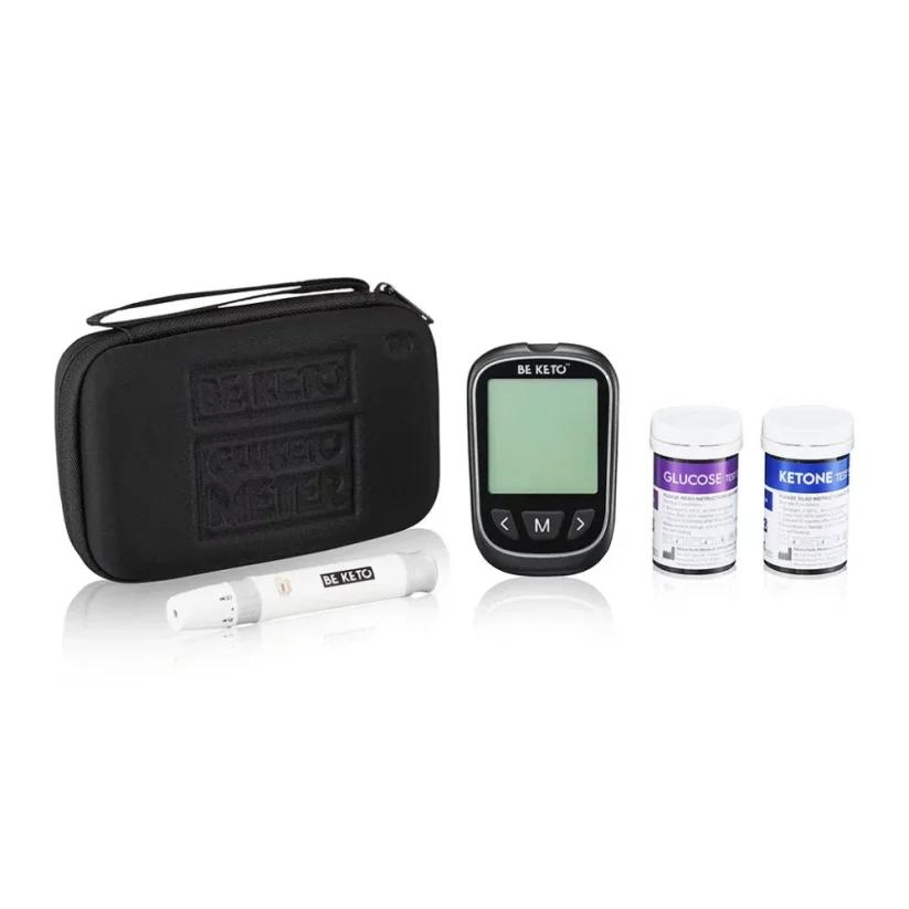 BeKeto GLUKETO blood meter (Glucose and Ketones) with accessories - Ketometer: GluKeto Meter – Blood Glucose & Ketone Meter (Starter Pack)