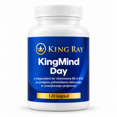 KingMind Day – z magnezijem ter vitaminoma B6 in B12 za podporo normalnemu psihološkemu delovanju in zmanjševanje utrujenosti, 120 kapsul