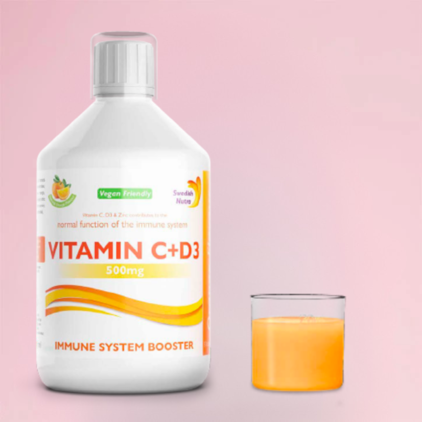 Swedish Nutra vitamin C + vitamin D3 + zinek na posílení imunity 500 ml Swedish Nutra vitamin C + vitamin D3 + zinek na posílení imunity 500 ml