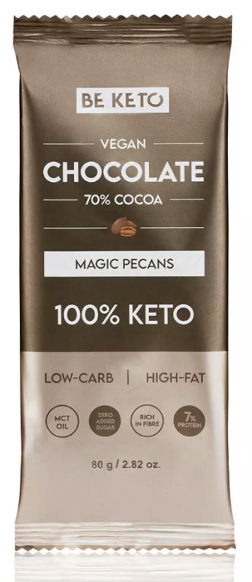 KETO VEGAN CHOCOLATE 70% WITH MCT OIL 80g (6 types) - Flavor: With pecans