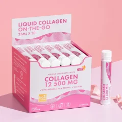 Collagen 12 500 MG On-the-Go – Tekutý mořský kolagen s kyselinou hyaluronovou, retinolem a vitamíny 30ks shoty