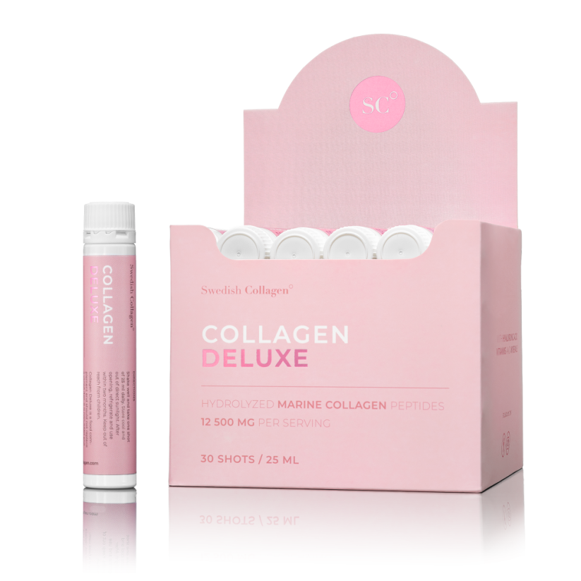 Swedish Collagen Deluxe 12500mg rybí s kyselinou hyalurónovou a vitamínmi 30 shots 30x25ml