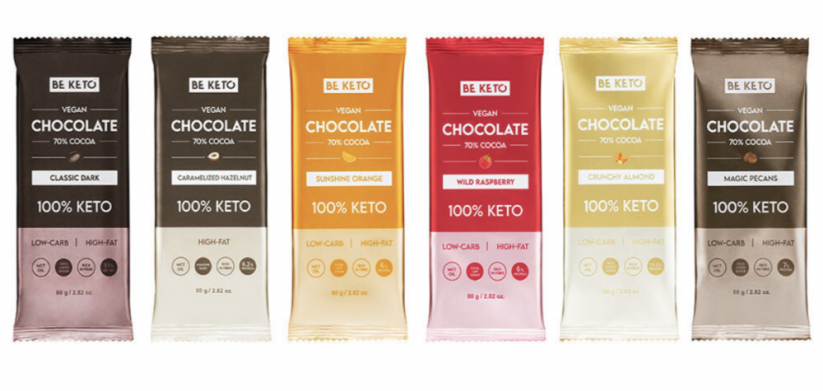 KETO VEGAN CHOCOLATE 70% WITH MCT OIL 80g (6 types) - Flavor: Caramelised hazelnuts