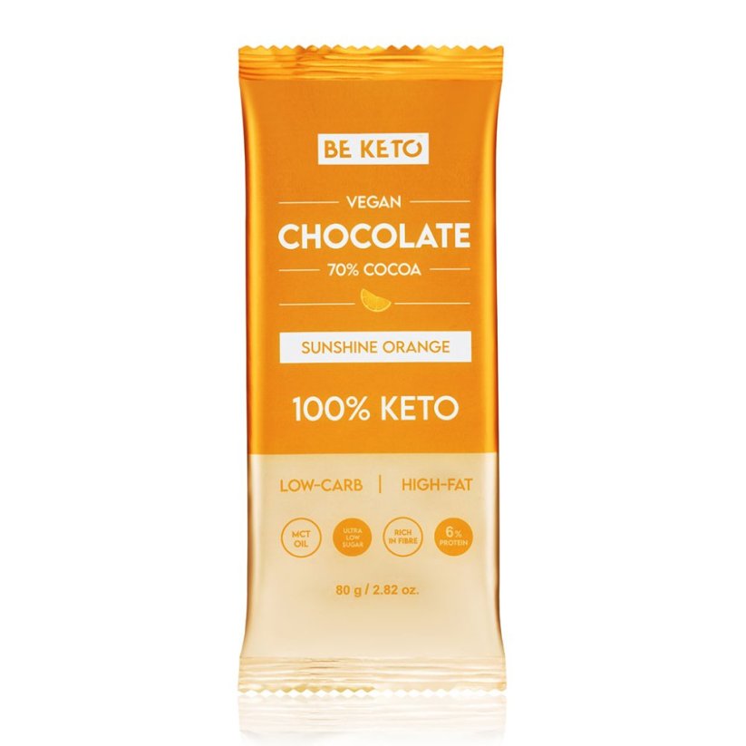 BeKeto VEGAN CHOCOLATE 70% WITH MCT OIL 80g ORANGE