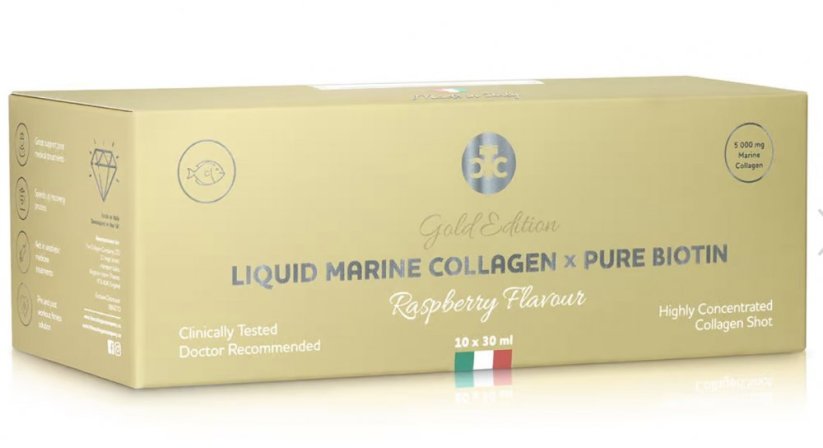 Italský kolagen s biotinem (COLLAGEN 5000mg + BIOTIN 50mcg) malinová příchuť 10x30ml