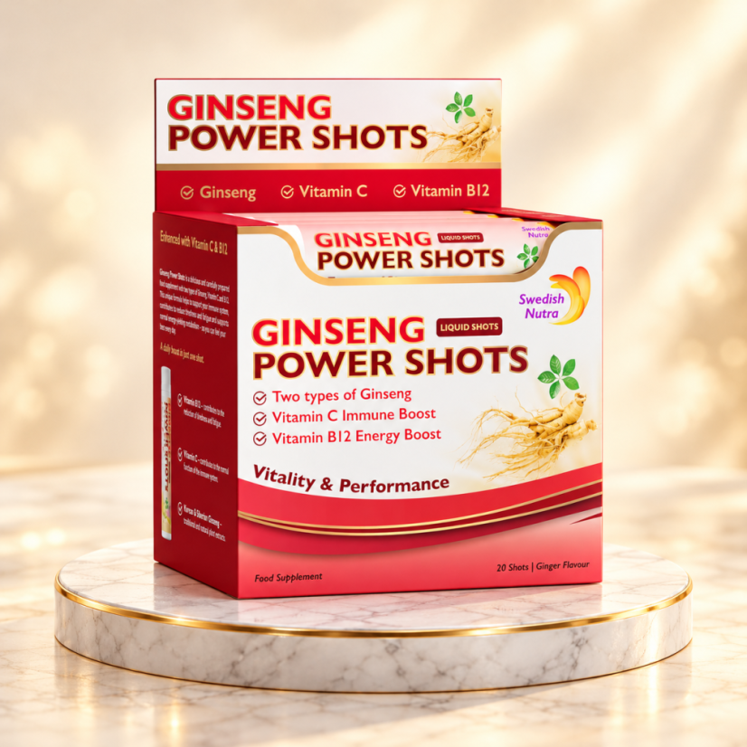 Swedish Nutra Ginseng Power – shot napitki z ginsengom in ingverjem, 20 × 25 ml