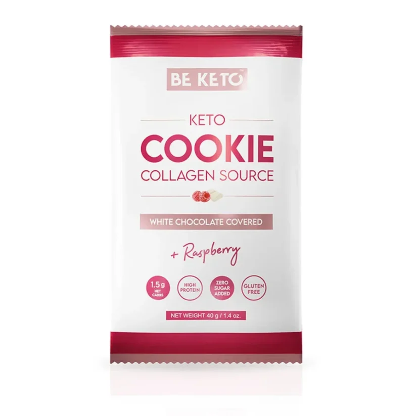 Keto keksík cookies Biela čokoláda a malina