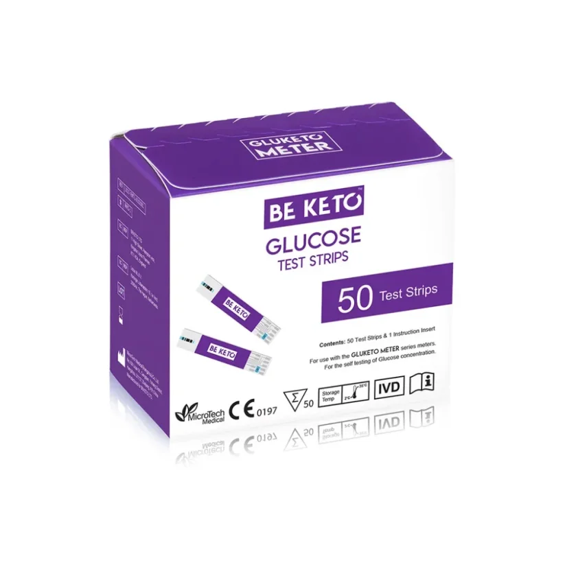 BeKeto GLUKETO blood meter (Glucose and Ketones) with accessories - Ketometer: Strips for testing blood glucose 50 pcs