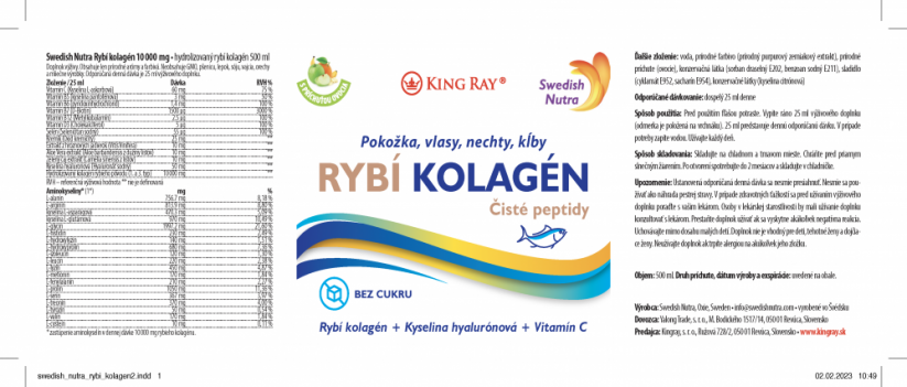 Swedish Nutra Collagen Fish Pure Peptide rybí kolagen (10.000mg) 500 ml (3 varianty) + dárek - Složení: Sladidla: cyklamát a sacharin a bylinky