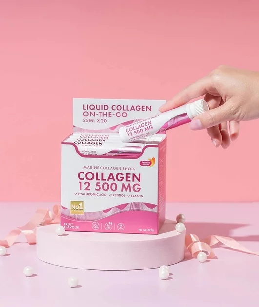 Collagen 12 500 MG On-the-Go – Tekutý morský kolagén s kyselinou hyalurónovou, retinolom a vitamínmi 30ks shoty