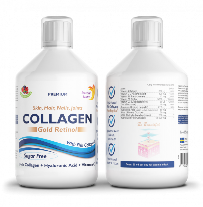 Swedish Nutra Collagen Gold Retinol 500ml (sugar free) 12,500mg
