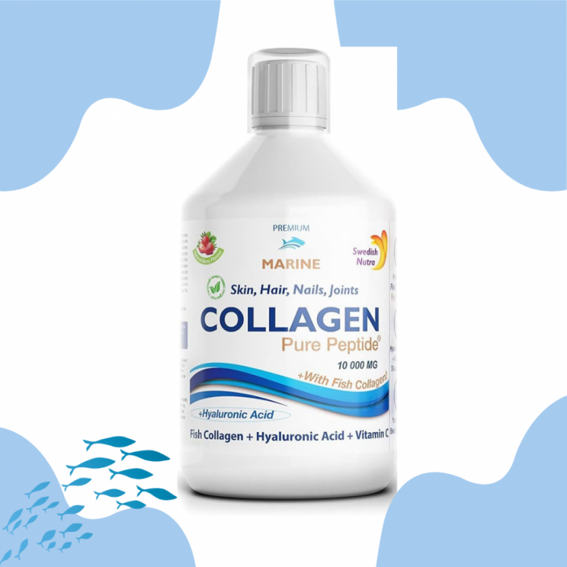 Swedish Nutra Collagen Fish Pure Peptide rybí kolagen (10.000mg) 500 ml (3 varianty) - Složení: Směs ovocných šťáv (přírodní) + Glykosidy Steviolu