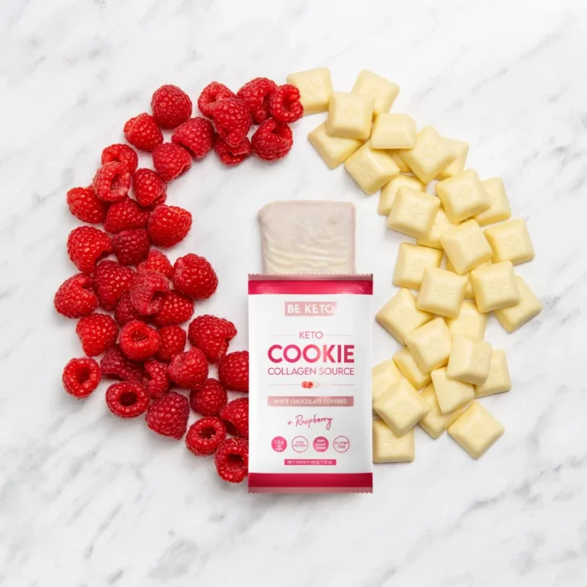 Keto cookies White chocolate and raspberry