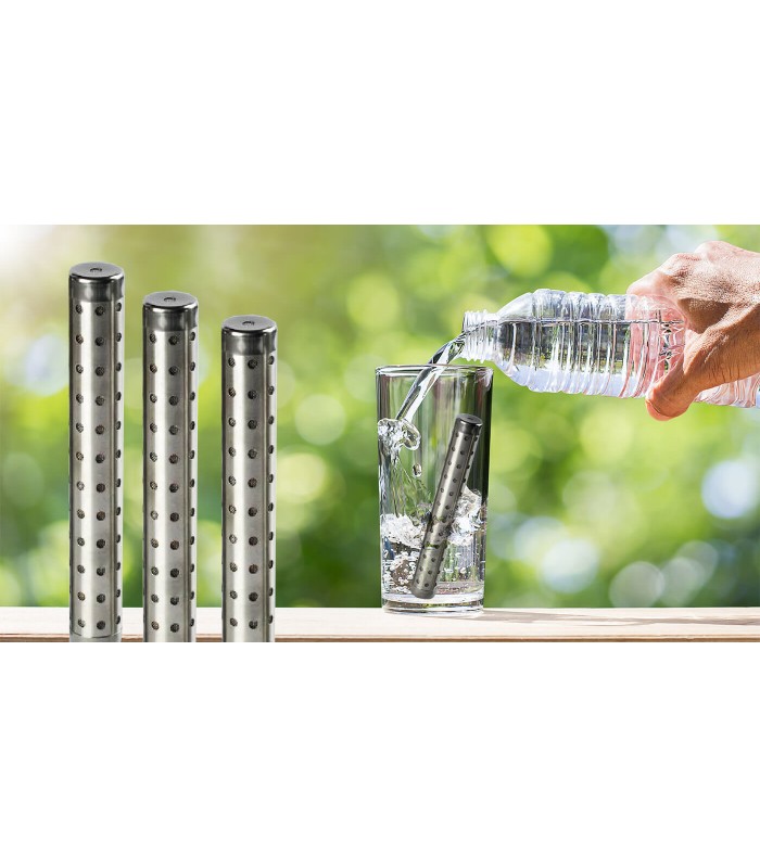 Alkaline water stick in a glass