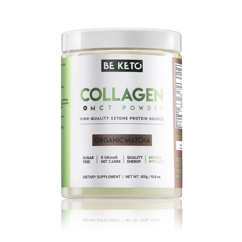 BeKeto grass-fed COLLAGEN WITH MCT OIL 300g (6 VARIANTS) - Flavor: organic Matcha