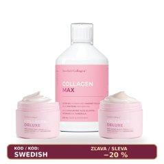 SWEDISH COLLAGEN TRIO Beauty SET 1 – kolagen MAX 500 ml + denní a noční krém DELUXE
