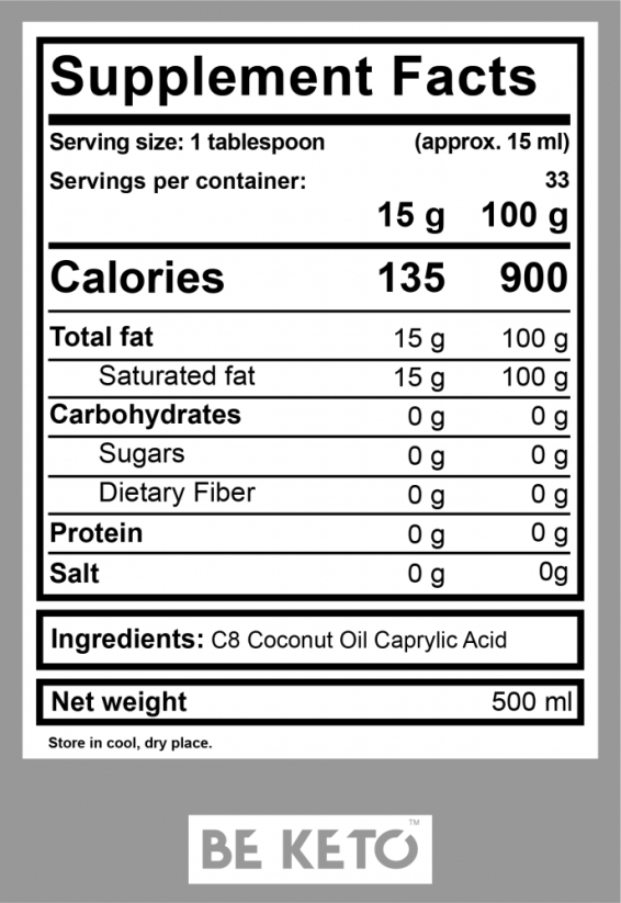 Keto MCT olej 100%  C8 500ml