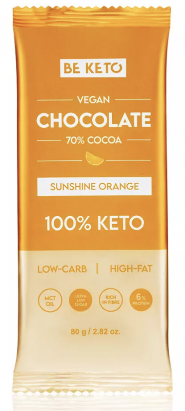 KETO VEGAN CHOCOLATE 70% WITH MCT OIL 80g (6 types) - Flavor: Orange