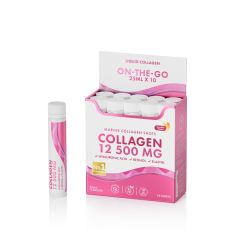 Collagen 12 500 MG On-the-Go – Tekutý morský kolagén s kyselinou hyalurónovou, retinolom a vitamínmi 10ks shoty