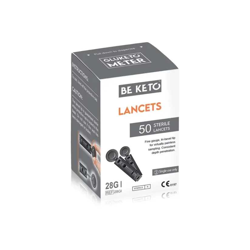BeKeto GLUKETO blood meter (Glucose and Ketones) with accessories - Ketometer: Sterile lancets 50pcs