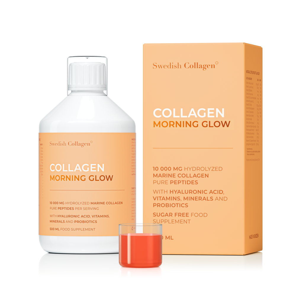 Swedish Collagen Morning Glow – 10.000 mg Kollagen mit Probiotika, 500 ml – Produktfoto