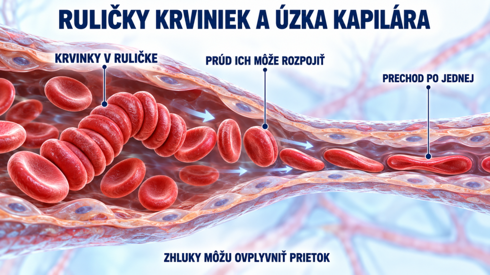 Ilustrace červených krvinek seskupených do sloupců
